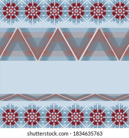fondo azul y rojo con adorno floral
