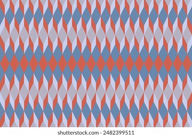 A blue and red patterned background with a white diamond in the middle for background, fabric, textile, fashion, wallpaper, wedding, banner, sticker, decoration etc.