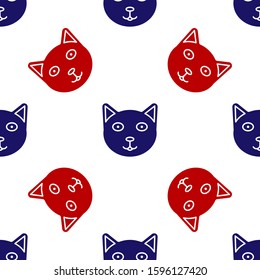 Blue and red Pet icon isolated seamless pattern on white background.  Vector Illustration