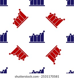 Blue and red Pie chart infographic icon isolated seamless pattern on white background. Diagram chart sign.  Vector Illustration