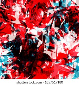 Blue, red, pink, black seamless texture with different shapes. Abstract vector background for web page, banners backdrop, fabric, home decor, wrapping