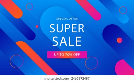 Blue red and pink vector super sale discount background offer template. Vector super sale template design. Big sales special offer. End of season party background