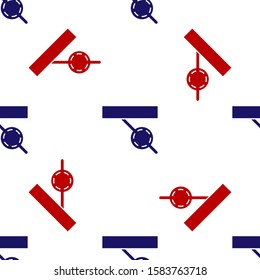 Blue and red Pirate eye patch icon isolated seamless pattern on white background. Pirate accessory.  Vector Illustration