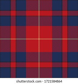 Blue and red plaid seamless pattern. Vector background