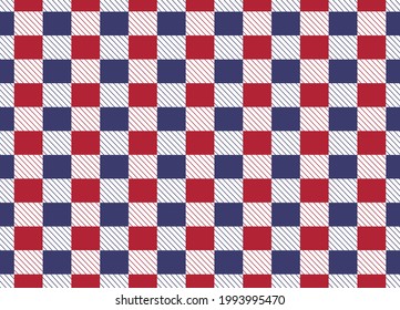Blue and red plaid seamless pattern background.Colorful vector design for 4th of July Concep and decorative wrapping,cover,texture,fabric,textile.
