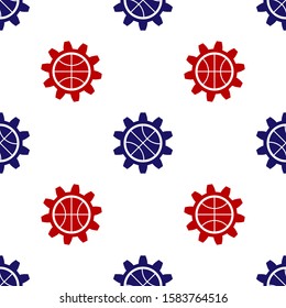 Blue and red Planning strategy concept icon isolated seamless pattern on white background. Basketball cup formation and tactic.  Vector Illustration