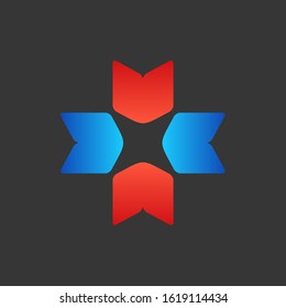 blue and red plus logo design for company and business