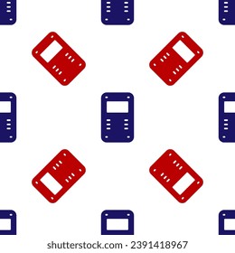 Blue and red Police assault shield icon isolated seamless pattern on white background.  Vector