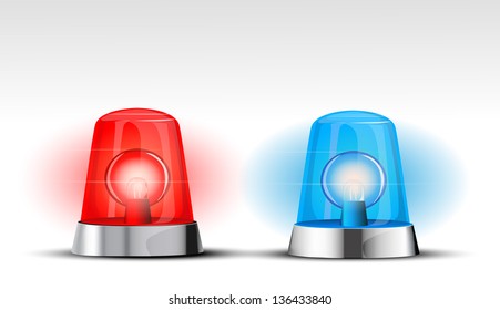 Blue and red police beacon eps10 svg
