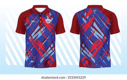 blue red polo sport shirt sublimation jersey template