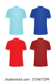 Blue and red  polo t shirt. vector illustration