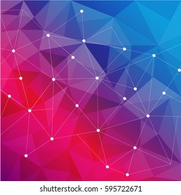 Blue and red polygon background abstract background vector 