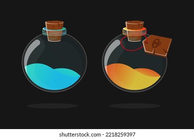 blue and red potion bottle illustration design. potion illustration design