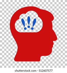 Blue And Red Problem Brainstorm interface toolbar icon. Vector pictogram style is a flat bicolor symbol on chess transparent background.