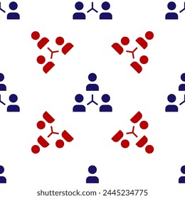Blue and red Project team base icon isolated seamless pattern on white background. Business analysis and planning, consulting, team work, project management.  Vector