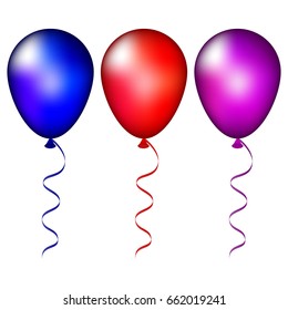 Blue, red and purple balloons