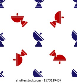 Blue and red Radar icon isolated seamless pattern on white background. Military search system.  Vector Illustration