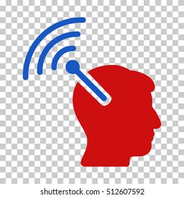Blue And Red Radio Neural Interface toolbar icon. Vector pictogram style is a flat bicolor symbol on chess transparent background.