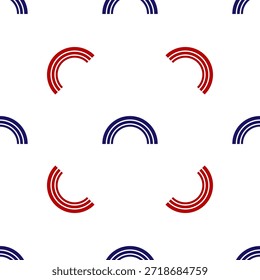 Icono de arco iris azul y rojo aislado sin patrón sobre fondo blanco.  Ilustración vectorial