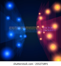 blue and red rays abstract mosaic perspective background