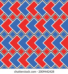 Blue and red rhombs wallpaper. Vector seamless checker rhombs.