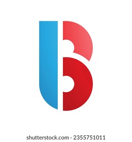Blue and Red Round Disk Shaped Letter B Icon on a White Background