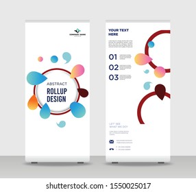 Blue red rounds Abstract Shapes Modern Exhibition Advertising Trend Business Roll Up Banner Stand Poster Brochure flat design template creative concept. White background Roll Up EPS