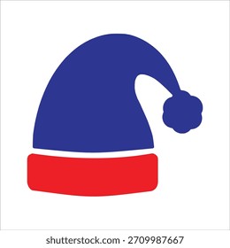 Icono azul y rojo del sombrero de Santa