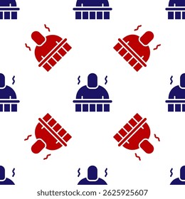 Blue and red Sauna and spa procedures icon isolated seamless pattern on white background. Relaxation body care and therapy, aromatherapy and wellness.  Vector