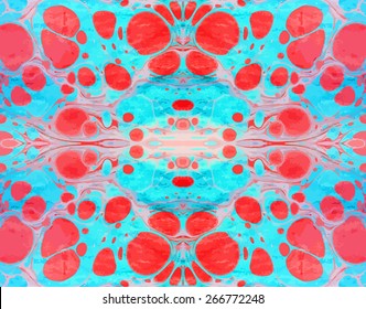 blue and red seamless artwork ebru pattern,  amazing abstract background