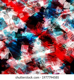 Blue and red seamless pattern with hatching squares. Abstract vector background for web page, banners backdrop, fabric, home decor, wrapping