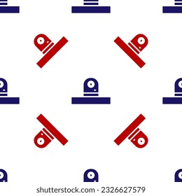 Blue and red Security camera icon isolated seamless pattern on white background.  Vector
