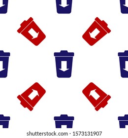 Blue and red Send to the trash icon isolated seamless pattern on white background.  Vector Illustration
