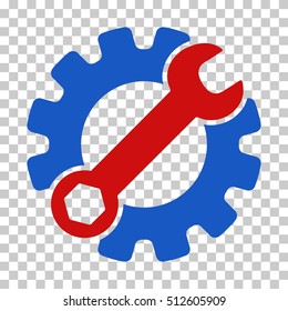 Blue And Red Service Tools interface icon. Vector pictogram style is a flat bicolor symbol on chess transparent background.