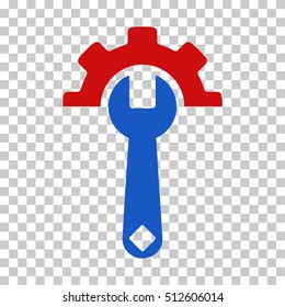 Blue And Red Service Tools toolbar pictogram. Vector pictogram style is a flat bicolor symbol on chess transparent background.