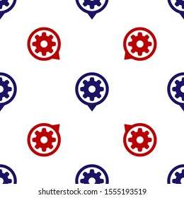 Blue and red Setting icon isolated seamless pattern on white background. Tools, service, cog, gear, cogwheel sign.  Vector Illustration - Powered by Shutterstock - Get 15% off with code: PIKWIZARD15