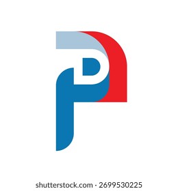 Formas azul e vermelha que criam uma letra estilizada P.