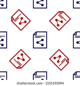Blue and red Share file icon isolated seamless pattern on white background. File sharing. File transfer sign.  Vector Illustration