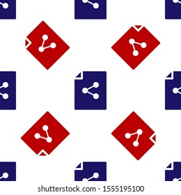 Blue and red Share file icon isolated seamless pattern on white background. File sharing. File transfer sign.  Vector Illustration