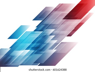 Blue And Red Shiny Hi-tech Background. Vector Technical Geometric Design