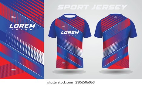 blue red shirt soccer football sport jersey template design mockup