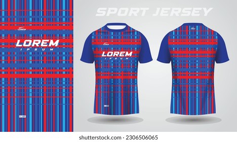 blue red shirt soccer football sport jersey template design mockup