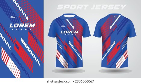 blue red shirt soccer football sport jersey template design mockup