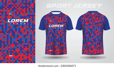 blue red shirt soccer football sport jersey template design mockup