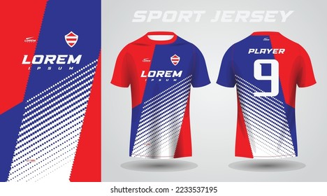 diseño jersey deportivo de camisa roja azul