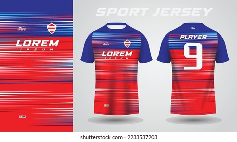 diseño jersey deportivo de camisa roja azul