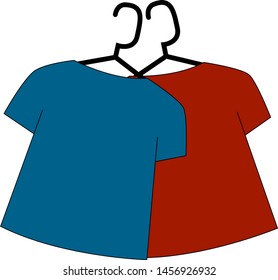 Blue and red shirts, illustration, vector on white background