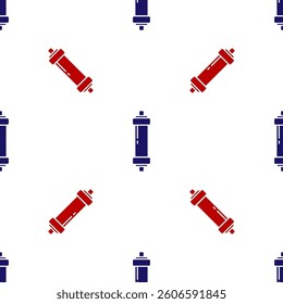 Blue and red Shock absorber icon isolated seamless pattern on white background.  Vector