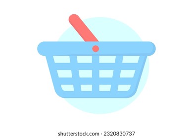 Blue and red shopping backet. Shopping flat style icons in red and blue colors