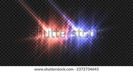 The blue and red siren lights are flashing. A bright flash of a police siren. Art and web design vector.